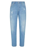 Lightweight Old Denim Leisure Fit Five Pocket Jeans