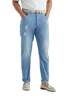 Lightweight Old Denim Leisure Fit Five Pocket Jeans