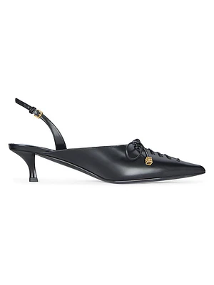 Lace-Up Slingback Pumps Leather