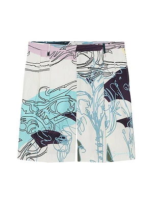 Printed Bermuda Shorts Seersucker Cotton