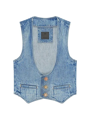 Waistcoat Denim with 4G Jewel Buttons