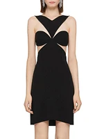 Cut Out Dress Crepe Satin with Rhinestones Details