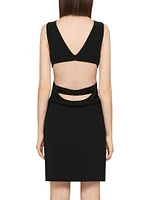 Cut Out Dress Crepe Satin with Rhinestones Details
