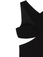 Cut Out Dress Crepe Satin with Rhinestones Details