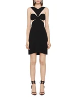 Cut Out Dress Crepe Satin with Rhinestones Details