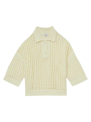 Oversized Crochet Polo Shirt