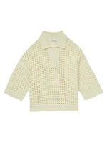 Oversized Crochet Polo Shirt