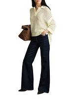 Oversized Crochet Polo Shirt