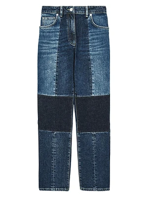 Patchwork Straight-Leg Jeans