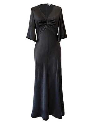 Soho Tatianna Silk V-Neck Maxi Dress