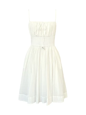 Frankie Cotton-Silk Smocked Midi-Dress