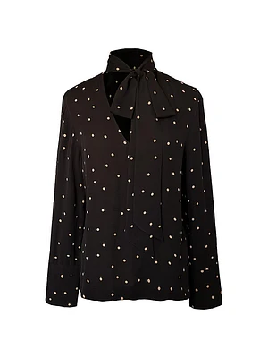 Soho Rhiannon Polka Dot Silk Tieneck Blouse