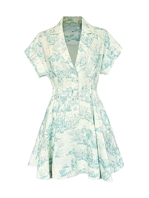 Chelsea Malia Voile Linen Belted Mini-Shirtdress