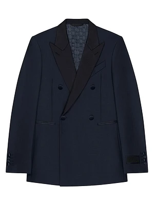 Slim Fit Suit-Jacket in Wool with Satin Collar