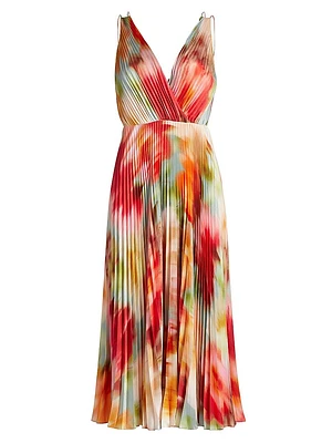 Nylah Printed Satin Midi-Dress