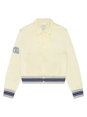 Slim Fit Varsity Jacket Cotton Blend with HG Embroidery