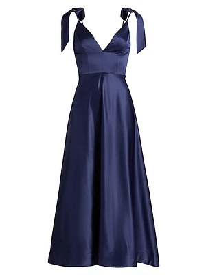 Paula Satin Midi-Dress