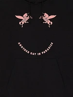 Hoodie Fleece with Unicorns Embroidery