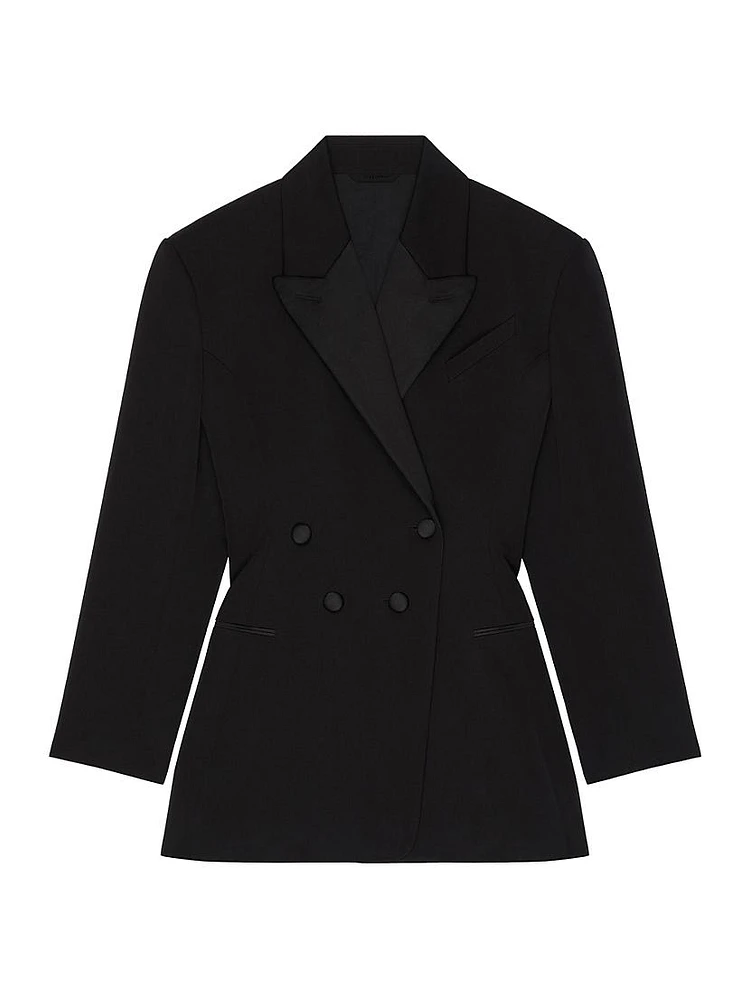 Jacket in Wool with Pleated Back
