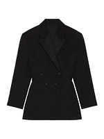 Jacket in Wool with Pleated Back