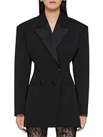 Jacket in Wool with Pleated Back