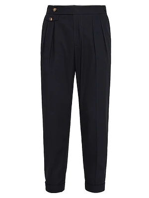 Crêpe Batavia Tailor Fit Trousers with Reversed Double Pleats