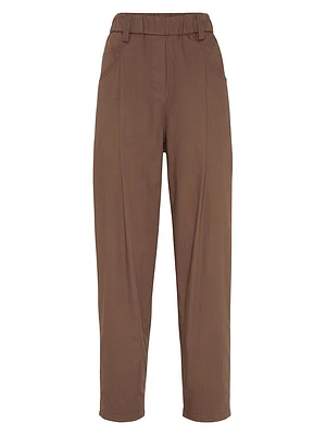 Lightweight Poplin Five Pocket Track Trousers with Monili