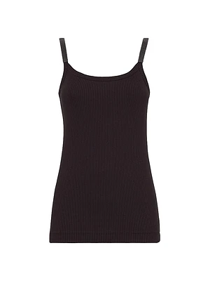 Stretch Cotton Ribbed Jersey Top with Precious Straps