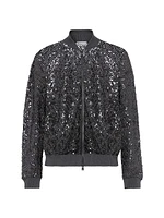 Dazzling Net Embroidery Cardigan Linen and Silk