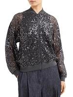 Dazzling Net Embroidery Cardigan Linen and Silk