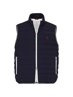 Nylon Down Vest with Packable Hood