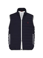 Nylon Down Vest with Packable Hood