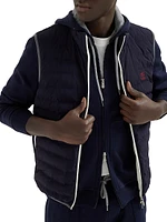 Nylon Down Vest with Packable Hood