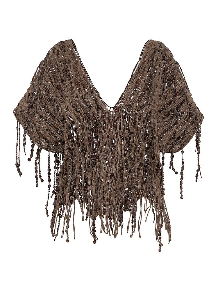 Dazzling Abstract Embroidery Knit Top Cotton
