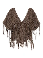 Dazzling Abstract Embroidery Knit Top Cotton