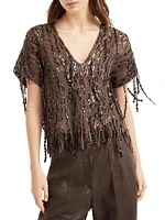 Dazzling Abstract Embroidery Knit Top Cotton