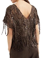 Dazzling Abstract Embroidery Knit Top Cotton