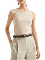 Stretch Cotton Ribbed Jersey Top
