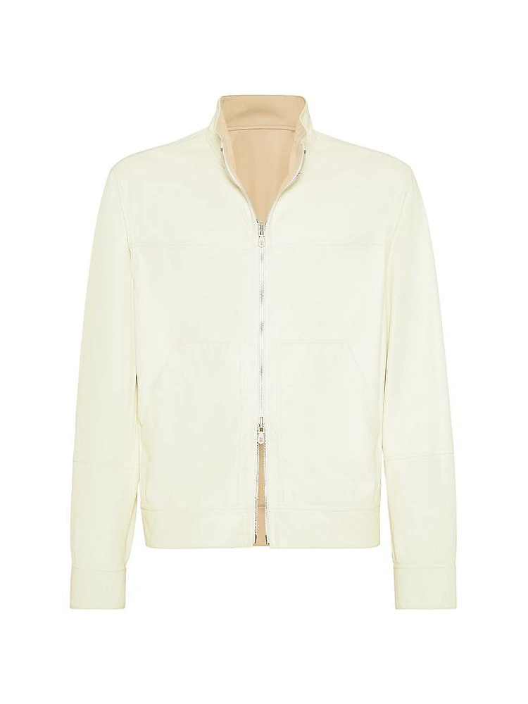 Bonded Nappa Leather Reversible Bomber Jacket