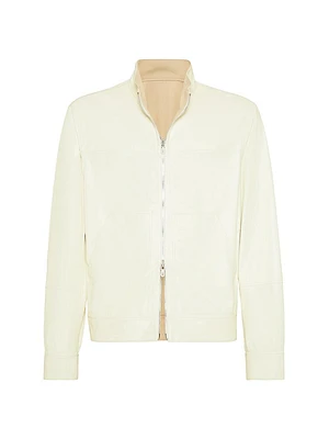 Bonded Nappa Leather Reversible Bomber Jacket