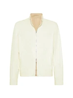 Bonded Nappa Leather Reversible Bomber Jacket