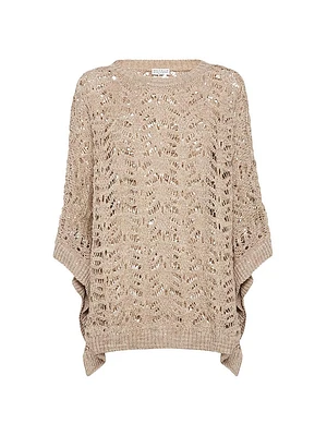 Foliage Lace Knit Poncho Linen and Silk Diamond Yarn