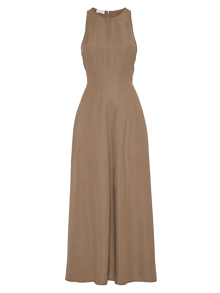 Viscose and Linen Fluid Twill Dress