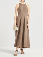 Viscose and Linen Fluid Twill Dress