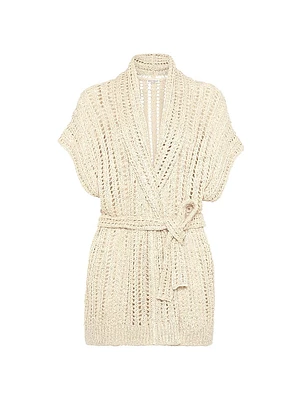 Dazzling Silk and Linen Openwork Rib Cardigan