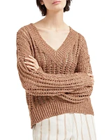 Dazzling Silk and Linen Openwork Rib Sweater
