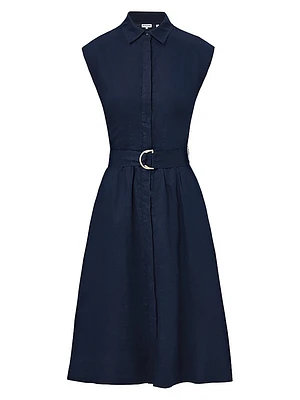 Loreta Linen Belted Midi-Shirtdress