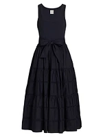 Zuri Stretch-Cotton Tie-Waist Midi-Dress