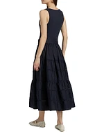 Zuri Stretch-Cotton Tie-Waist Midi-Dress