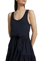 Zuri Stretch-Cotton Tie-Waist Midi-Dress